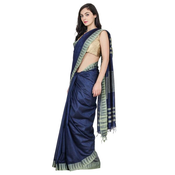 Bhagalpuri-Art-Silk-Saree-Blue-Golden-Striped-B077YST5YR-2.jpg