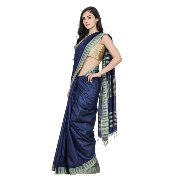 Bhagalpuri-Art-Silk-Saree-Blue-Golden-Striped-B077YST5YR-3.jpg
