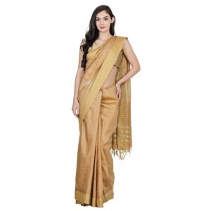 Bhagalpuri Art Silk Saree Gold Golden Striped B077yq67yc.jpg