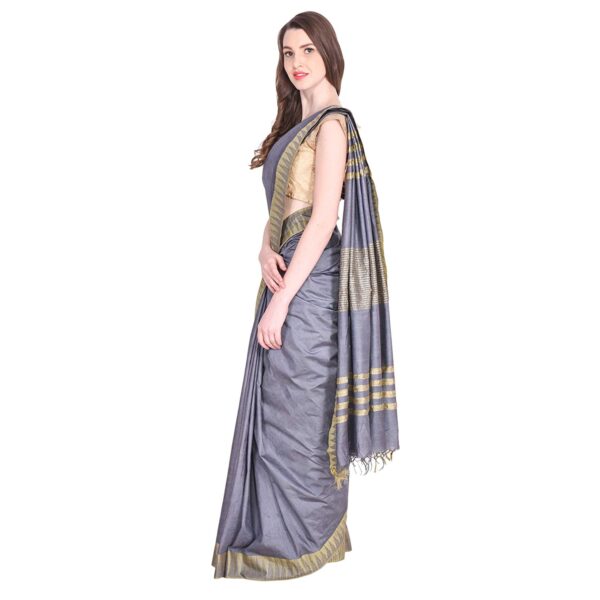 Bhagalpuri Art Silk Saree Grey Golden Striped B077yr6f7y 2.jpg