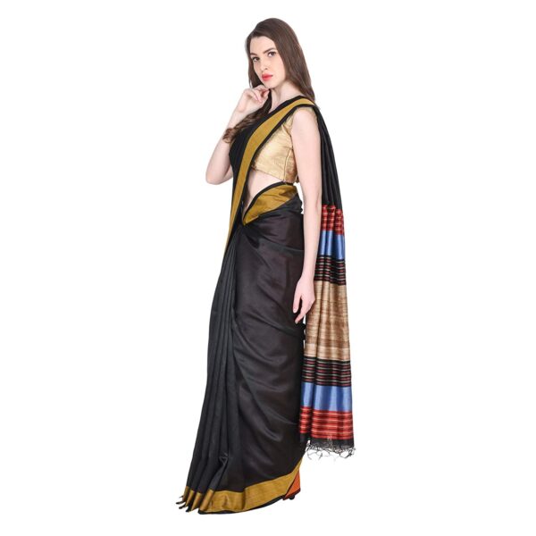 Bhagalpuri Dupion Silk Black Saree Multicolour B077yp3vb3 3.jpg