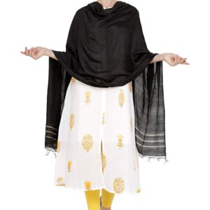 Bhagalpuri Ethnic Black With Golden Striped Dupatta For Women B07dsfmgkd.jpg