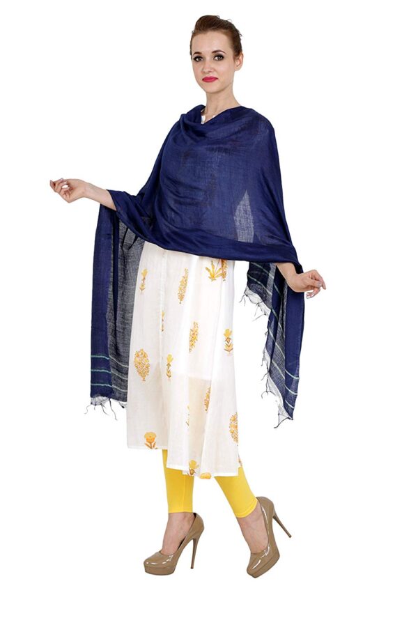 Bhagalpuri Ethnic Dark Blue With Golden Striped Dupatta For Women B07dsnmgyp 2.jpg