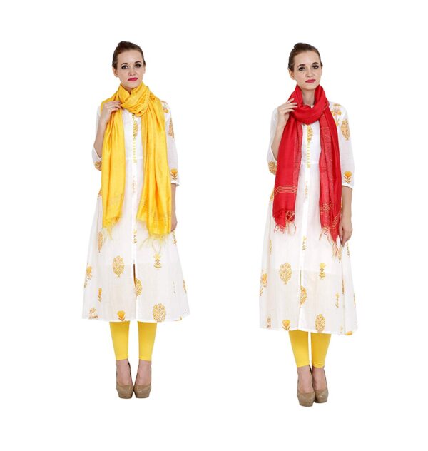 Bhagalpuri Ethnic Dupatta For Women Pack Of 2 Red Yellow B07dsd86p1.jpg