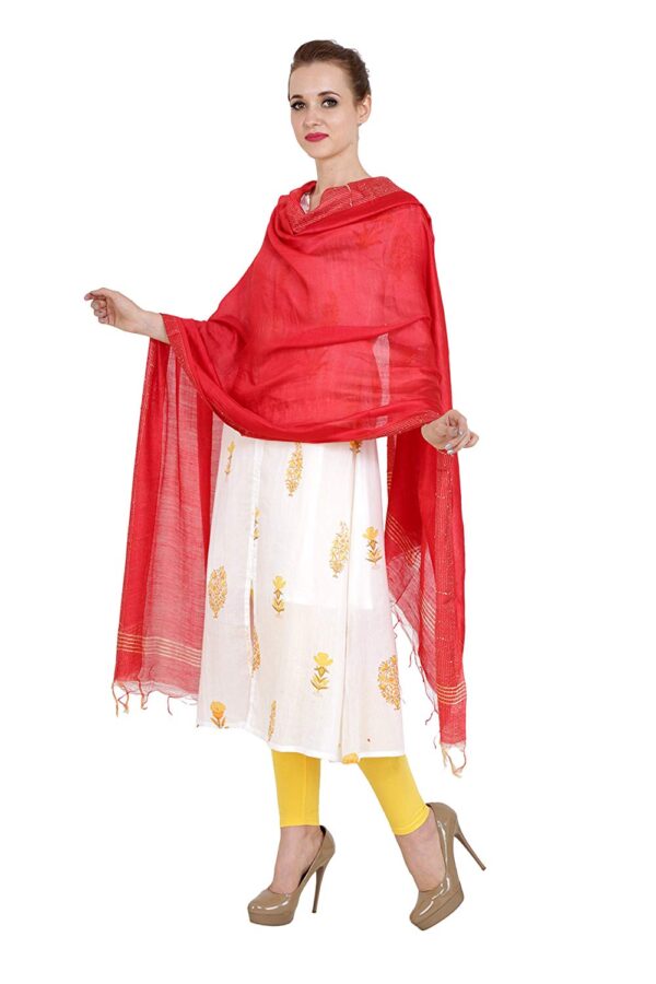 Bhagalpuri Ethnic Red Golden Multi Striped Dupatta For Women B07ds9253z 2.jpg