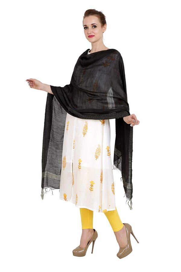 Bhagalpuri Ethnic Style Black Golden Multi Striped Dupatta For Women B07dsh3g8r 2.jpg