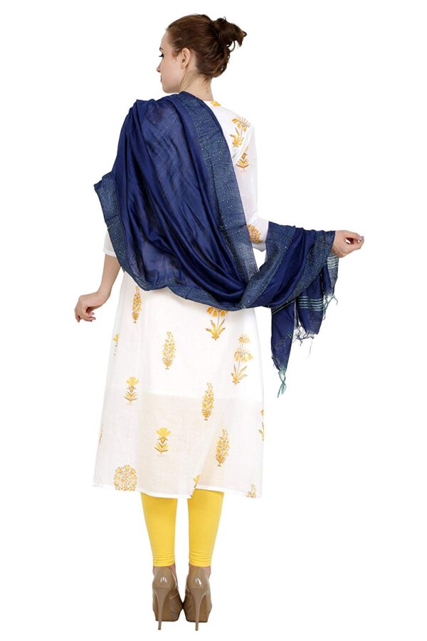 Bhagalpuri Ethnic Style Blue Golden Multi Striped Dupatta For Women B07dsf1jtg 3.jpg