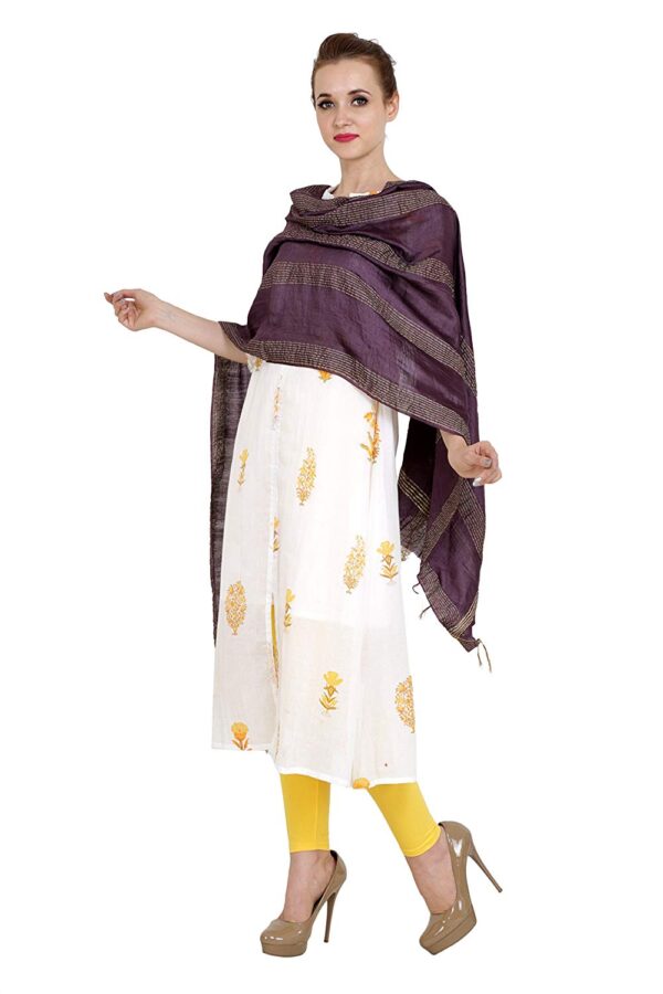 Bhagalpuri Ethnic Style Dark Violet Golden Multi Striped Dupatta For Women B07dskhxfv 2.jpg
