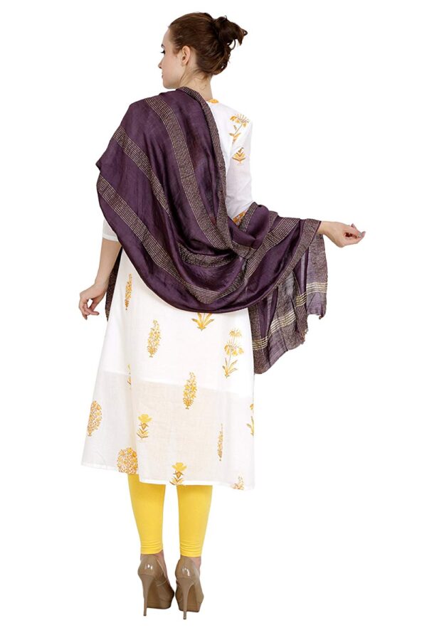 Bhagalpuri Ethnic Style Dark Violet Golden Multi Striped Dupatta For Women B07dskhxfv 3.jpg