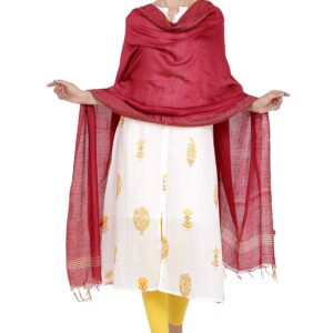 Bhagalpuri Ethnic Style Maroon Golden Multi Striped Dupatta For Women B07dsh87yq.jpg