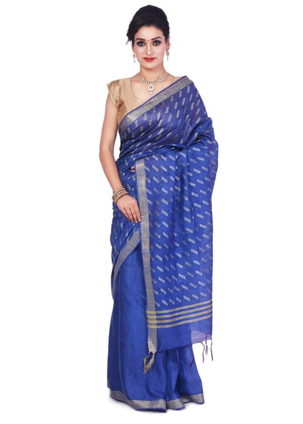 Bhagalpuri Handloom Art Silk Blue Saree Border B077z35pd3.jpg