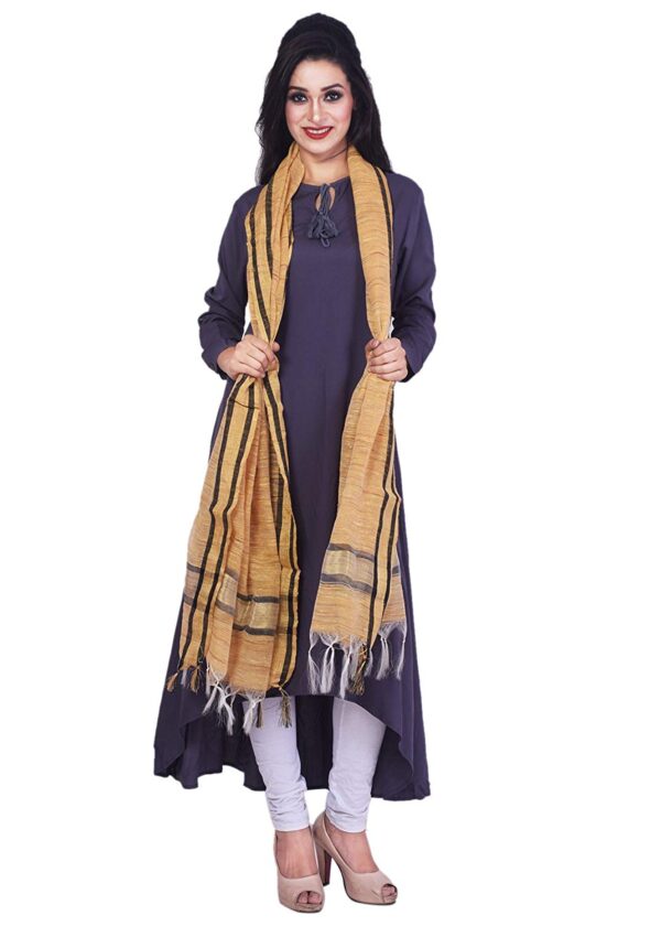 Bhagalpuri Silk Dupatta With Golden Colour Black Line Border B074184wy1 3.jpg