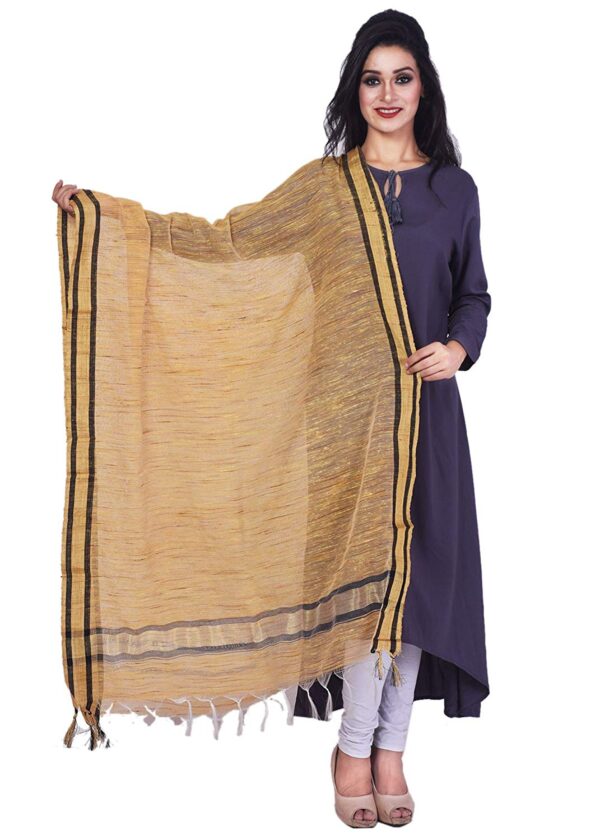 Bhagalpuri Silk Dupatta With Golden Colour Black Line Border B074184wy1.jpg