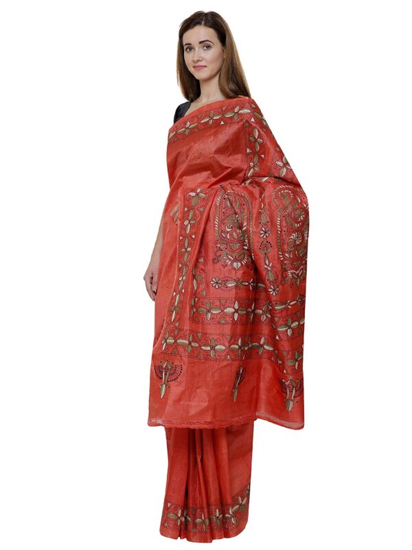 Bhagalpuri-Tussar-Silk-Hand-Embroidered-Saree-Orange-B077ZBYP3L-2.jpg