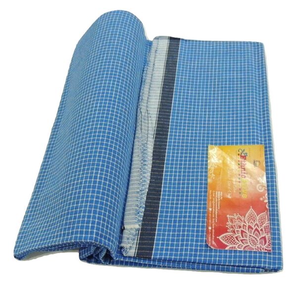 Ethnicalive Organic Bhagalpuri Blue White Line Silkcotton Mix Lungis For Men 2 Meter Set Of 1 Blue Colour B07hg767b6 3.jpg