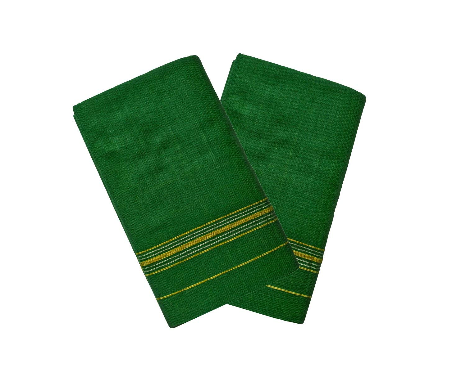 Bhagalpuri Cotton Bath Towel Handloom Large Gamcha Towel Green Plane
