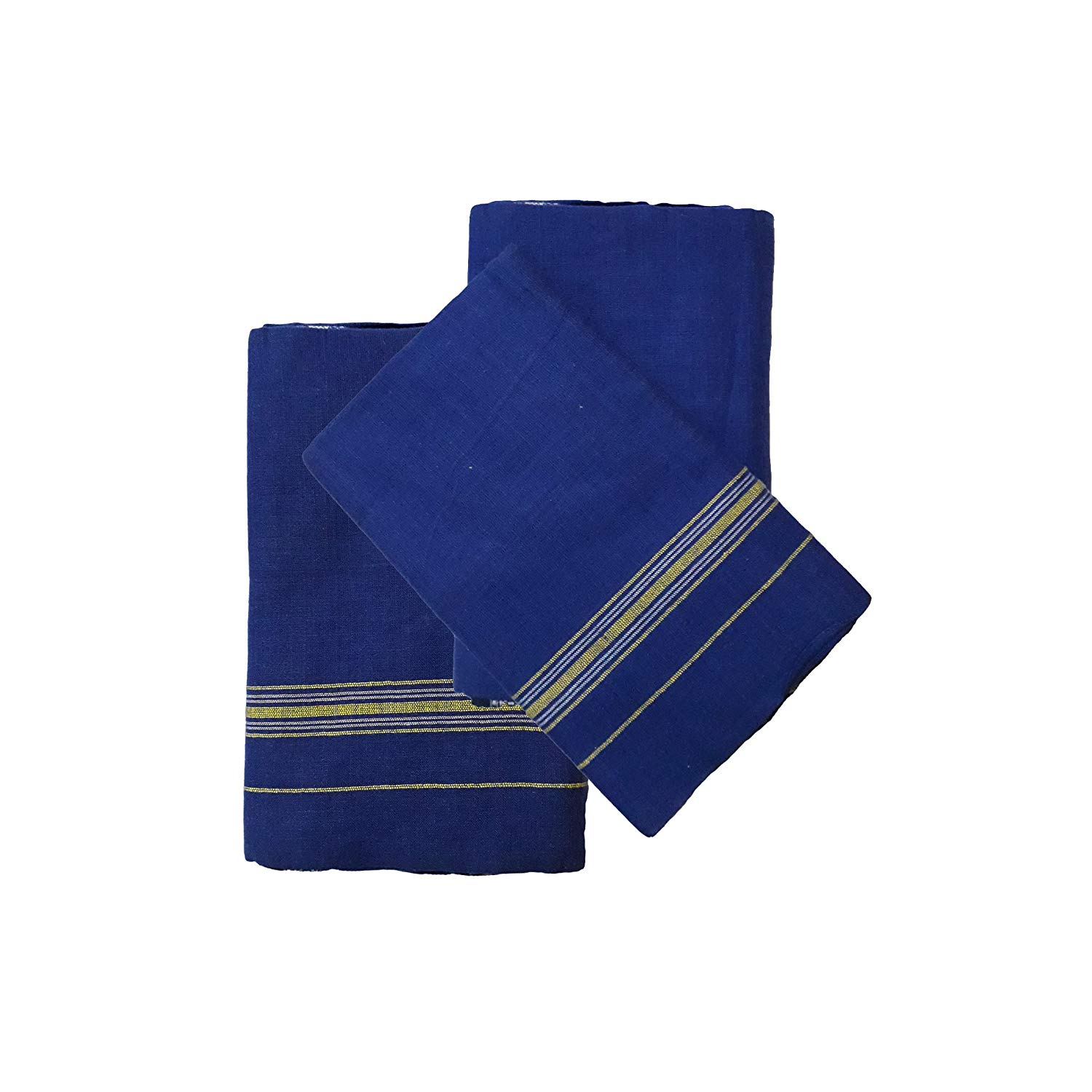 Cotton Bath Towel Handloom Large Gamcha Towel Blue Plane (Pack of 3