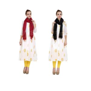 Bhagalpuri Ethnic Dupatta For Women - Pack of 2 (Black & Maroon)