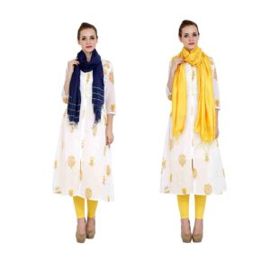 Bhagalpuri Ethnic Dupatta For Women - Pack of 2 (Blue & Yellow)