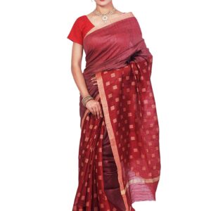 Bhagalpuri Handloom Art Silk Maroon Saree Square Border