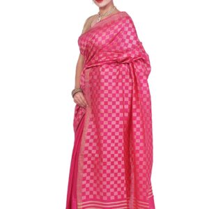 Bhagalpuri Handloom Art Silk Pink Saree Square Border
