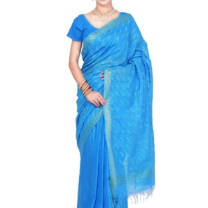 Bhagalpuri Handloom Art Silk Sky Sky Blue Saree Border
