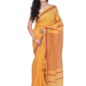 Bhagalpuri Handloom Art Silk Yellow Saree Red Border
