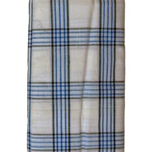 Bhagalpuri Handloom Men Lungi White Blue Black Strip