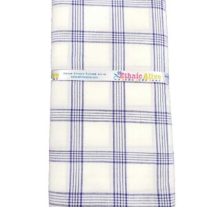 Bhagalpuri Handloom Men Lungi White Blue medium square Line