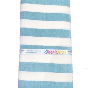 Bhagalpuri Handloom Men Lungi White Light Sky Blue line