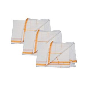 Bhagalpuri Handloom Puja & Social Gifting Towel White (Pack of 3)