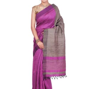 Bhagalpuri Handloom Pure Tussar Silk Pink Saree
