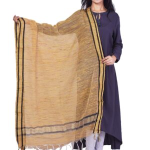 Bhagalpuri Silk Dupatta With Golden Colour Black Line Border