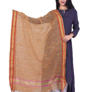 Bhagalpuri Silk Dupatta With Golden Colour Red Line Border