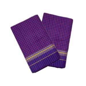 Cotton Bath Towel Handloom Large Gamcha Towel Blue Checks (Pack of 2)