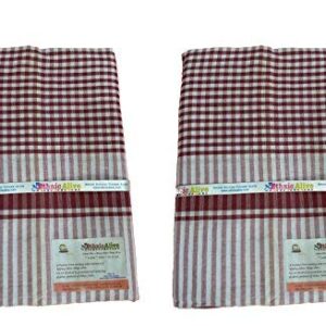 Cotton Bath Towel Handloom Large Gamcha Towel Maroon Line (Pack of 2)