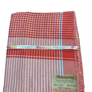 Cotton Bath Towel Handloom Large Gamcha Towel Red Line