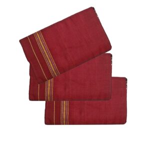 Cotton Bath Towel Handloom Large Gamcha Towel Red Plane (Pack of 3)