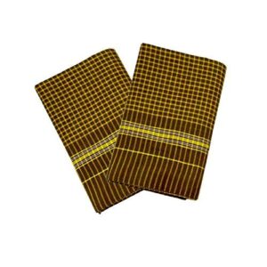Cotton Bath Towel Handloom Large Gamcha Towel voilet Checks (Pack of 2)