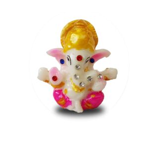 EthnicAlive Ganesh JEE Marble Golden Head Religious Gift Vastu Showpiece Gift Items Car Dashboard