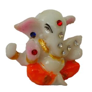 EthnicAlive Ganesh JEE in Marble Orange Leg Finishing Religious Gift Vastu Showpiece Gift Items Car Dashboard