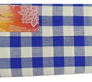 EthnicAlive Organic Bhagalpuri Blue White chek PureCotton Lungis for Men, 2 meter Set of 1 (Multi Colour)