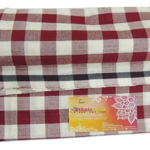 EthnicAlive Organic Bhagalpuri Men's Cotton Lungies Premium Quality blue&white-Colour Numerous Designs 100% Pure Cotton Of Single Piece 2 meter