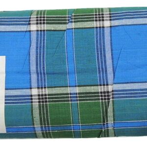 EthnicAlive Organic Bhagalpuri Pure Cotton Lungis for Men, 2 meter Set of 1 Blue&Green combination