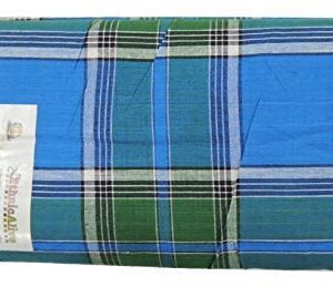 EthnicAlive Organic Bhaglpuri Men's Poly Cotton Lungis, Set of 1 (Green&Blue Colour)