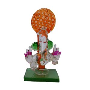 EthnicAliveGanesh JEE in Crystal Transparent Pan Patta Red Colour Religious Gift Vastu Showpiece Gift Items