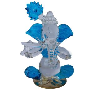 EthnicAliveGanesh JEE in Crystal Transparent Playing Basuri Blue Colour Religious Gift Vastu Showpiece Gift Items