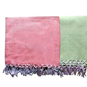 Ethnicalive Bhagalpuri Traditional Handloom Chadar Red & Green ( Pack Of 2)