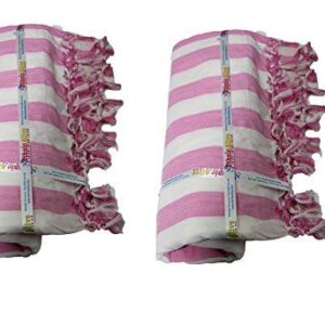 Ethnicalive Handloom Bhagalpuri Andi Dull Chadar White Pink Strip Pack of 2