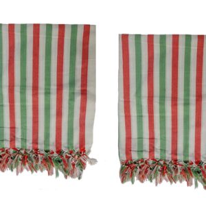 Ethnicalive Handloom Bhagalpuri Andi Dull Chadar White Red Green Strip Pack of 2